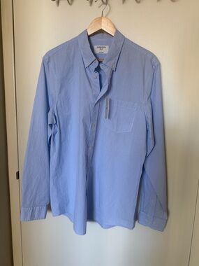 Nordstrom Men’s Light Blue Pinstripe Dress Shirt size L trim fit